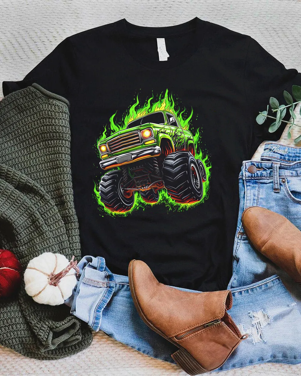 Retro Vintage Monster Truck Retro Sunset Monster Truck Boys T-Shirt Unisex Standard T-Shirt black s