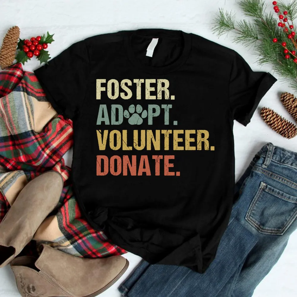 Vintage Foster Adopt Volunteer Donate Animals Rescue Shelter T Shirt Unisex Standard T-Shirt black s