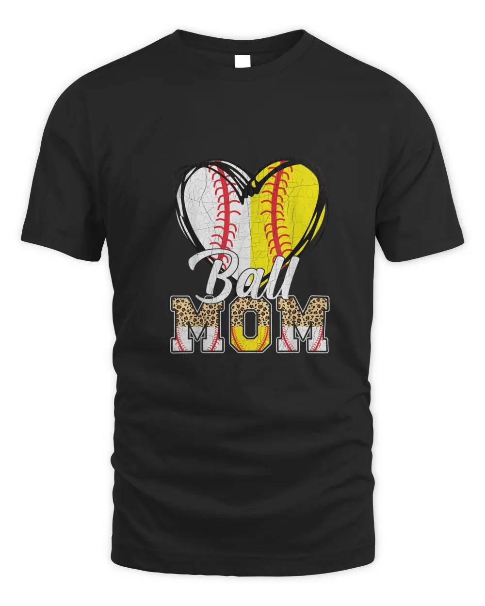 Baseball Softball Shirt Vintage Ball Mom Leopard Women Gift T-Shirt Unisex Standard T-Shirt black s