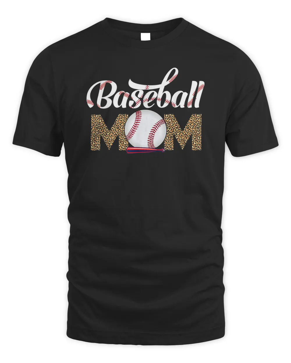Leopard Baseball Mom Mothers Day Catcher Mom Life Womens T-Shirt Unisex Standard T-Shirt black s