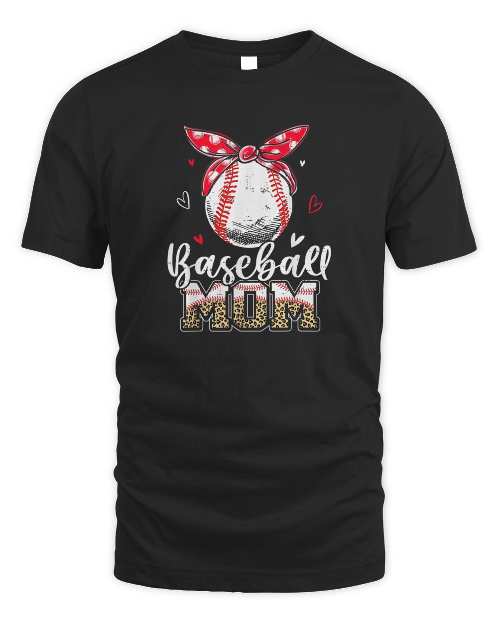 Leopard Baseball Mom Headband Baseball Ball Mothers Day Mama T-Shirt Unisex Standard T-Shirt black s
