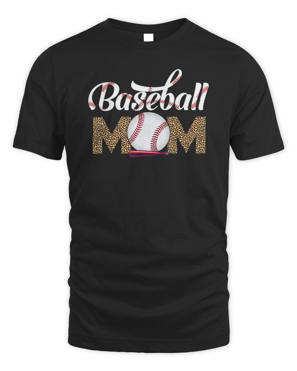 Leopard Baseball Mom Mothers Day Catcher Mom Life Womens T-Shirt Unisex Standard T-Shirt black s