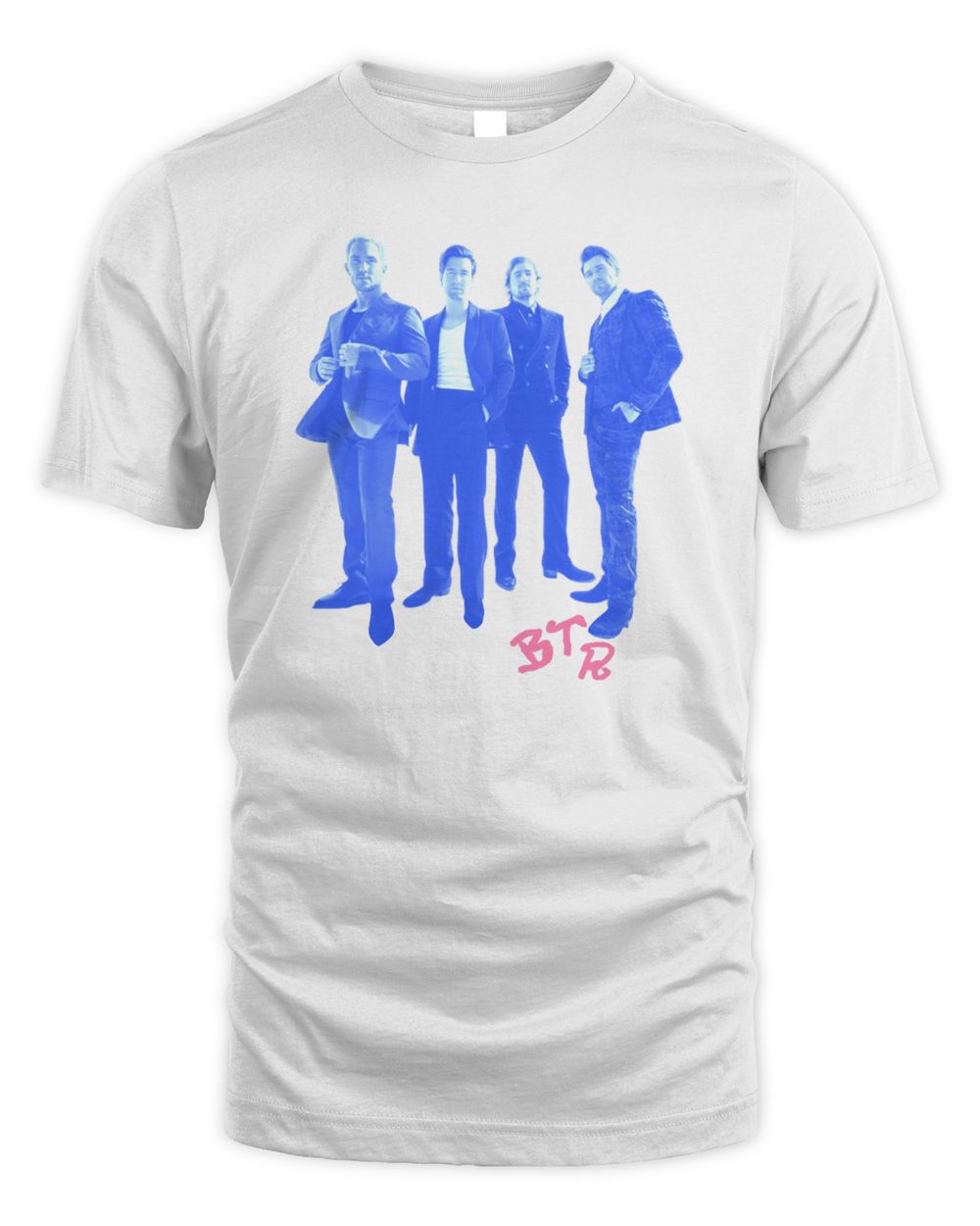 Big Time Rush Merch Can't Get Enough  Tour 2023 Blue Suit Photo Tee Unisex Standard T-Shirt white s