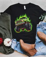 Retro Vintage Monster Truck Retro Sunset Monster Truck Boys T-Shirt Unisex Standard T-Shirt black s