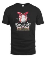 Leopard Baseball Mom Headband Baseball Ball Mothers Day Mama T-Shirt Unisex Standard T-Shirt black s