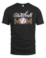 Leopard Baseball Mom Mothers Day Catcher Mom Life Womens T-Shirt Unisex Standard T-Shirt black s
