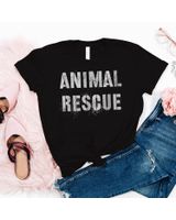 Vintage ANIMAL RESCUE Wild Cats Dogs Adoption Dept Uniform T-Shirt Unisex Standard T-Shirt black s