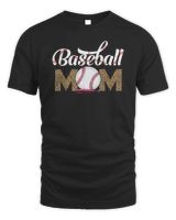 Leopard Baseball Mom Mothers Day Catcher Mom Life Womens T-Shirt Unisex Standard T-Shirt black s