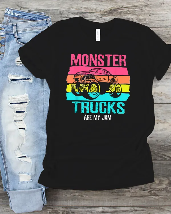 Monster Trucks Are My Jam Engines Truck Car Lovers Trucker T-Shirt