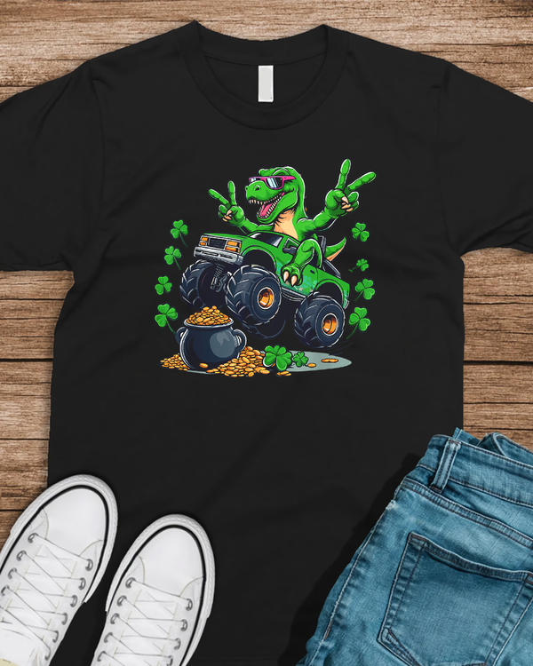 Happy St Pat-Rex Day St Patricks Day Dinosaur Monster Truck T-Shirt