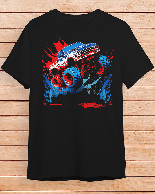 Monster Truck Red White and Blue USA Colors for Boys T-Shirt